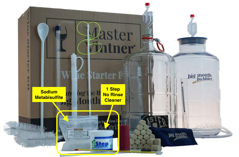 Master Vintner Wine Making Equipment Starter Kit with Cleaner and Sanitizer